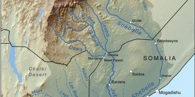 வரைபடம் எத்தியோப்பிய ஆறுகள்