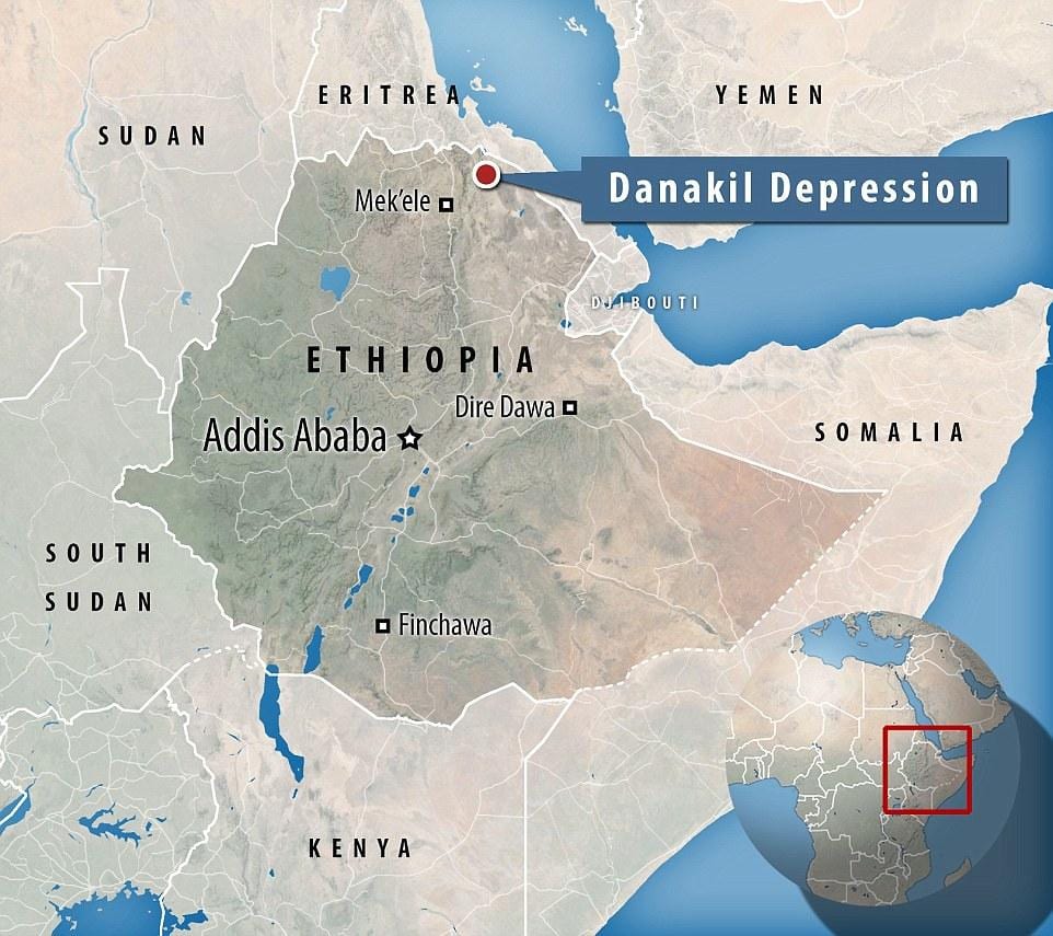 danakil மன எத்தியோப்பியா வரைபடம்