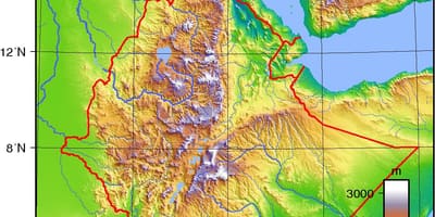 எத்தியோப்பியா topographic வரைபடம்